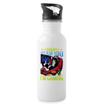 Gamer Gaming Cat Video Game - Trinkflasche mit integriertem Trinkhalm - Weiß - Rechts