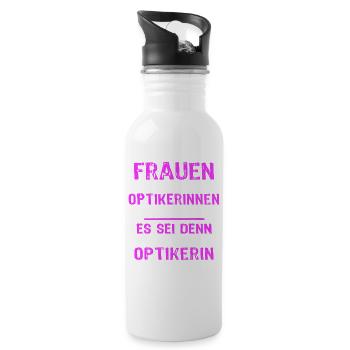 Optikerin Sprüche - Trinkflasche mit integriertem Trinkhalm - Weiß - Rechts
