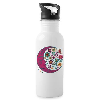 Spiritualität Meditation Heilige Geometrie Lotus - Trinkflasche mit integriertem Trinkhalm - Weiß - Rechts