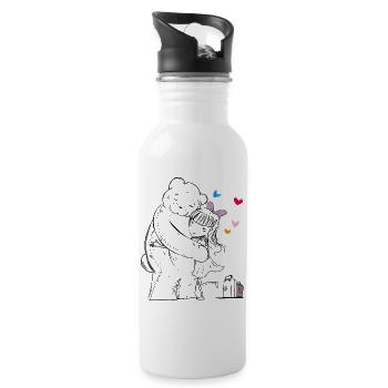 Teddy fährt in den Urlaub - Trinkflasche mit integriertem Trinkhalm - Weiß - Rechts