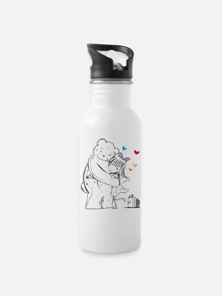 Teddy goes on vacation - Water bottle with straw - white