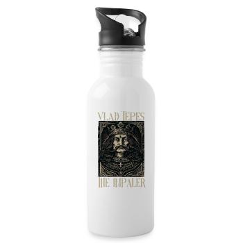 Vlad Tepes Der Impaler Porträt - Trinkflasche mit integriertem Trinkhalm - Weiß - Rechts