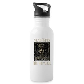 Vlad Tepes: Der Impaler - Trinkflasche mit integriertem Trinkhalm - Weiß - Rechts