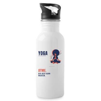 Yoga Atme Der Rest Kann Warten Yogalehrerin - Trinkflasche mit integriertem Trinkhalm - Weiß - Rechts