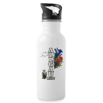 Allgäu ruft – Berge, Blumen und Heimatliebe - Trinkflasche mit integriertem Trinkhalm - Weiß - Rechts