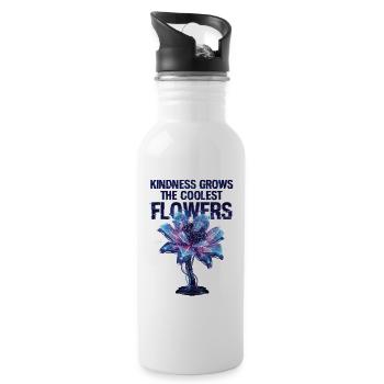 Freundlichkeit Lässt Die Coolsten Blumen Wachsen - Trinkflasche mit integriertem Trinkhalm - Weiß - Rechts