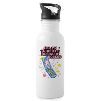 All My Troubles Are Soap Bubbles - Trinkflasche mit integriertem Trinkhalm - Weiß - Rechts