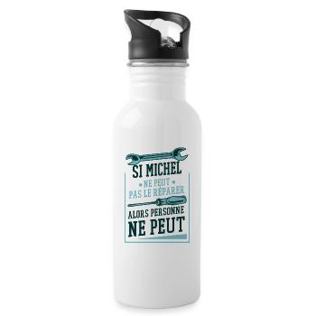 Michel Cadeau humour personnalisé - Gourde avec paille intégrée - blanc - Droite