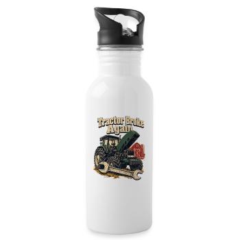 Traktor ist wieder kaputt Bauernhof-Humor Bauernreparatur-Witz - Trinkflasche mit integriertem Trinkhalm - Weiß - Rechts