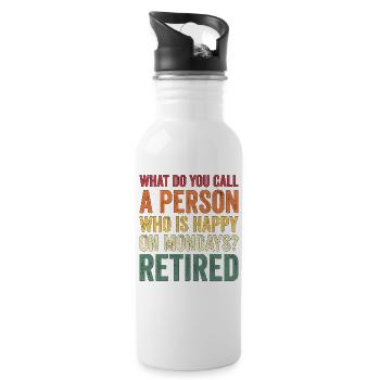 Happy On Mondays Retirement - Trinkflasche mit integriertem Trinkhalm - Weiß - Rechts
