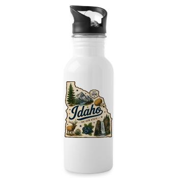 Idaho The Gem State Vintage Travel Aufkleber - Trinkflasche mit integriertem Trinkhalm - Weiß - Rechts