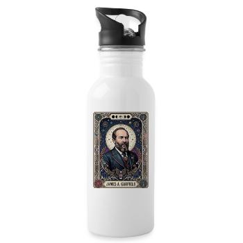 James A Tarotkarte - Trinkflasche mit integriertem Trinkhalm - Weiß - Rechts