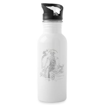 George Washington beim BBQ Grillen - Trinkflasche mit integriertem Trinkhalm - Weiß - Rechts