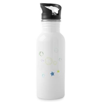 Skizzenplaneten und Sterne - Trinkflasche mit integriertem Trinkhalm - Weiß - Rechts