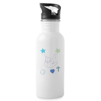 Rockhand mit Sternen und Herz - Trinkflasche mit integriertem Trinkhalm - Weiß - Rechts