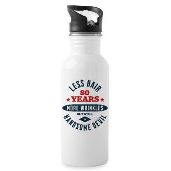80th Birthday Devil - Water bottle with straw - white - Right
