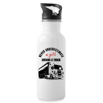 Mädchen-LKW-Fahrerin - Trinkflasche mit integriertem Trinkhalm - Weiß - Rechts