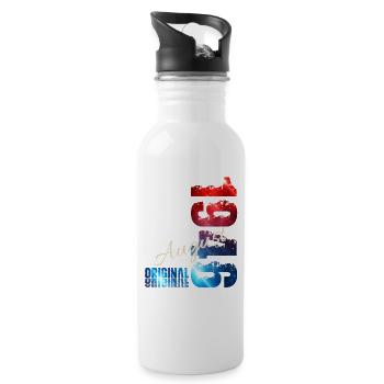 80th Birthday Gift Original August 1946 - Water bottle with straw - white - Right