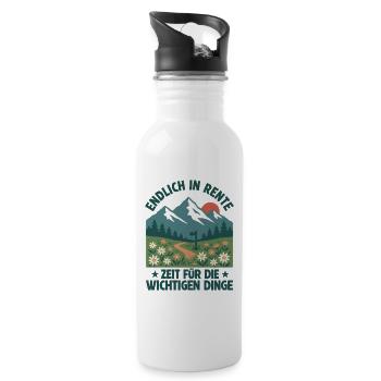 Rente Retro Berge Zeit zu Wandern - Trinkflasche mit integriertem Trinkhalm - Weiß - Rechts