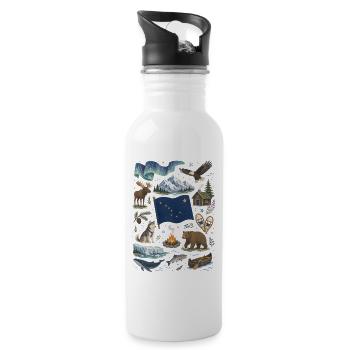 Alaska | Nordlicht, Wildnis & Abenteuer - Trinkflasche mit integriertem Trinkhalm - Weiß - Rechts