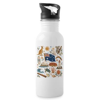 Australien | Outback, Küste & Abenteuer - Trinkflasche mit integriertem Trinkhalm - Weiß - Rechts