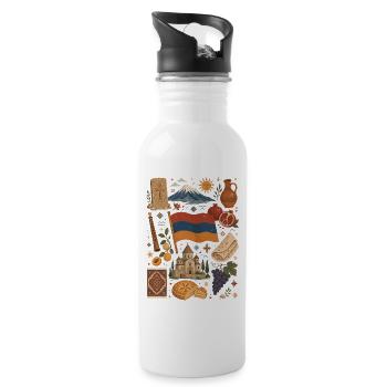 Armenia | Ararat, culture & love of the homeland - Water bottle with straw - white - Right