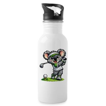 Süßer Koala spielt Golf - Trinkflasche mit integriertem Trinkhalm - Weiß - Rechts