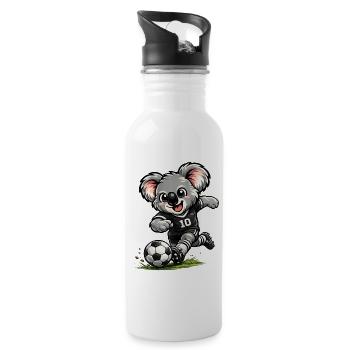 Süßer Koala spielt Fußball - Trinkflasche mit integriertem Trinkhalm - Weiß - Rechts