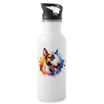 Bull Terrier Motif - Water bottle with straw - white - Right