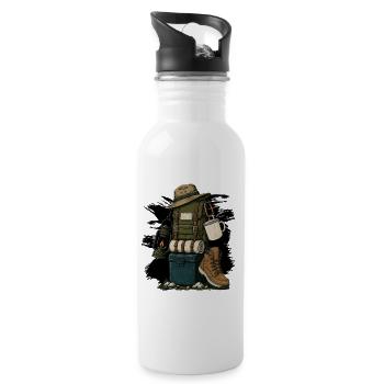 Wandern Motiv - Trinkflasche mit integriertem Trinkhalm - Weiß - Rechts