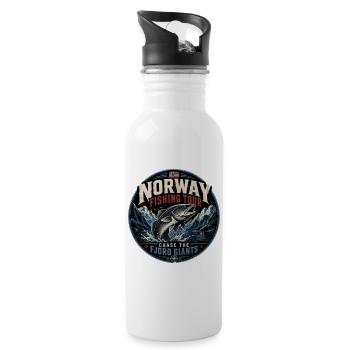 Norwegen Angeln - Trinkflasche mit integriertem Trinkhalm - Weiß - Rechts