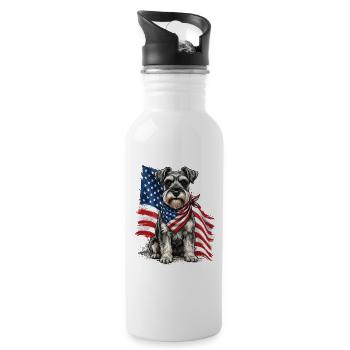 Patriotischer Schnauzer Stars, Stripes Hundestolz, - Trinkflasche mit integriertem Trinkhalm - Weiß - Rechts