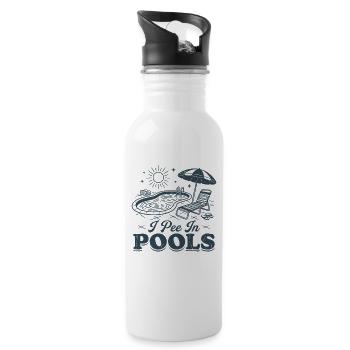 Ich pinkle in Pools - Trinkflasche mit integriertem Trinkhalm - Weiß - Rechts