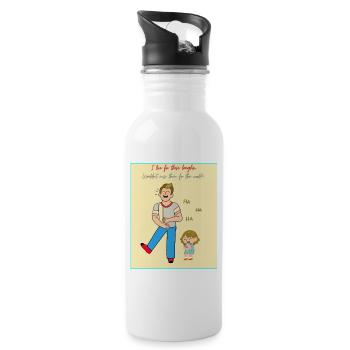 Lachmoment von Vater und Kind - Trinkflasche mit integriertem Trinkhalm - Weiß - Rechts