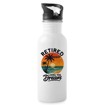 Retired 2027 Living The Dream - Trinkflasche mit integriertem Trinkhalm - Weiß - Rechts