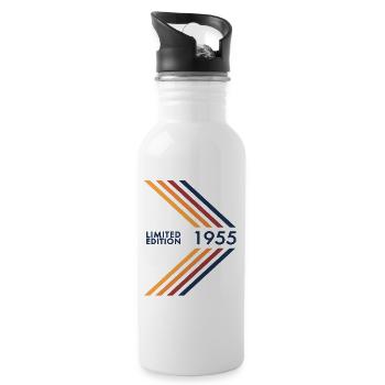 1955 Limited Edition Geburtstag Mann Frau Vintage - Trinkflasche mit integriertem Trinkhalm - Weiß - Rechts