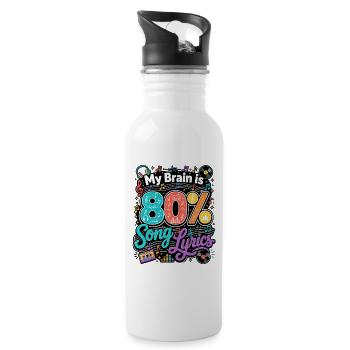  My Brain Is 80% Song Lyrics Musikliebhaber - Trinkflasche mit integriertem Trinkhalm - Weiß - Rechts