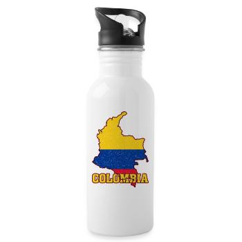 Colombian Flag Colombia Land Map - Water bottle with straw - white - Right