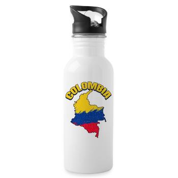 Map Of Colombian Flag Colombia - Water bottle with straw - white - Right