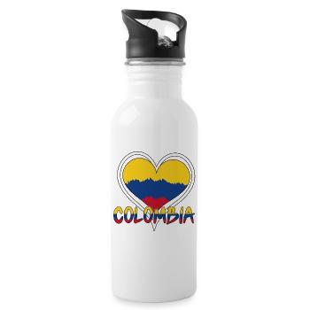 Patriotisches Herz Liebe Kolumbianische Flagge Kolumbien - Trinkflasche mit integriertem Trinkhalm - Weiß - Rechts