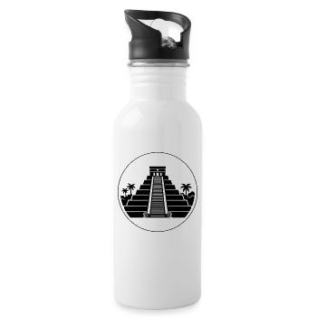 Pyramide El Castillo Chichén Itzá Mexiko - Trinkflasche mit integriertem Trinkhalm - Weiß - Rechts