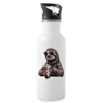 Faultier Eiskaffee  - Trinkflasche mit integriertem Trinkhalm - Weiß - Rechts