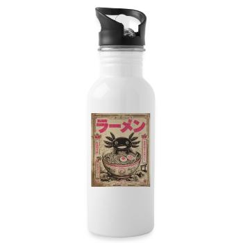 Axolotl, Ramen, Japanische Nudeln, Kawaii, Anime - Trinkflasche mit integriertem Trinkhalm - Weiß - Rechts