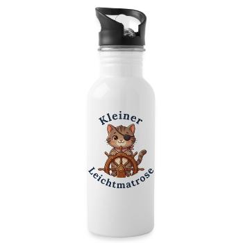 Kleiner Leichtmatrose - Baby Katze - Trinkflasche mit integriertem Trinkhalm - Weiß - Rechts