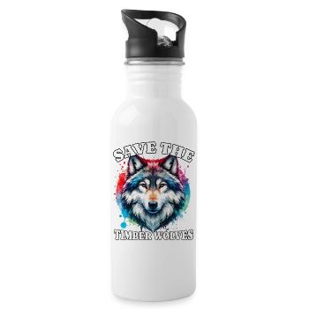 Grauwolf Save Timber Wolf - Trinkflasche mit integriertem Trinkhalm - Weiß - Rechts