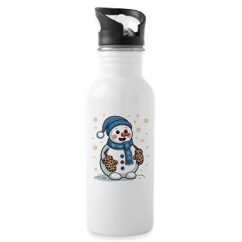 Schneemann - Trinkflasche mit integriertem Trinkhalm - Weiß - Rechts