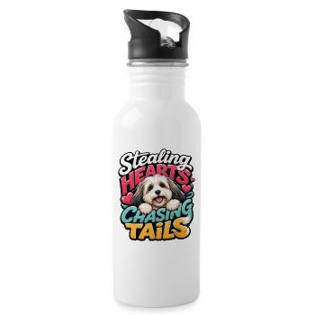 Havanese - Water bottle with straw - white - Right