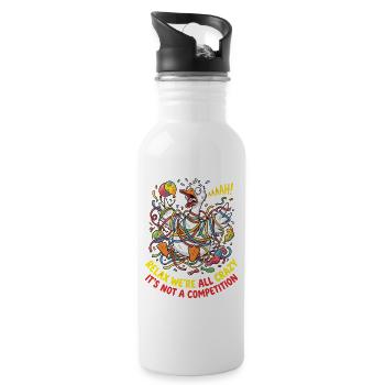 Relax We're All Crazy Competition - Trinkflasche mit integriertem Trinkhalm - Weiß - Rechts