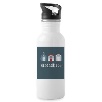 Strandliebe – Küstenposter Minimalistisch - Trinkflasche mit integriertem Trinkhalm - Weiß - Rechts