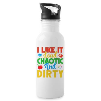 Pre K Teacher Loud Chaotic & Dirty Kindergarten - Trinkflasche mit integriertem Trinkhalm - Weiß - Rechts